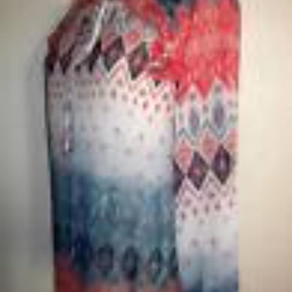 BCBG MAX AZRIA MS SIZE SMALL BLUSH COMBO SPLIT NECK CHIFFON PEASANT BLOUSE - Picture 8 of 9